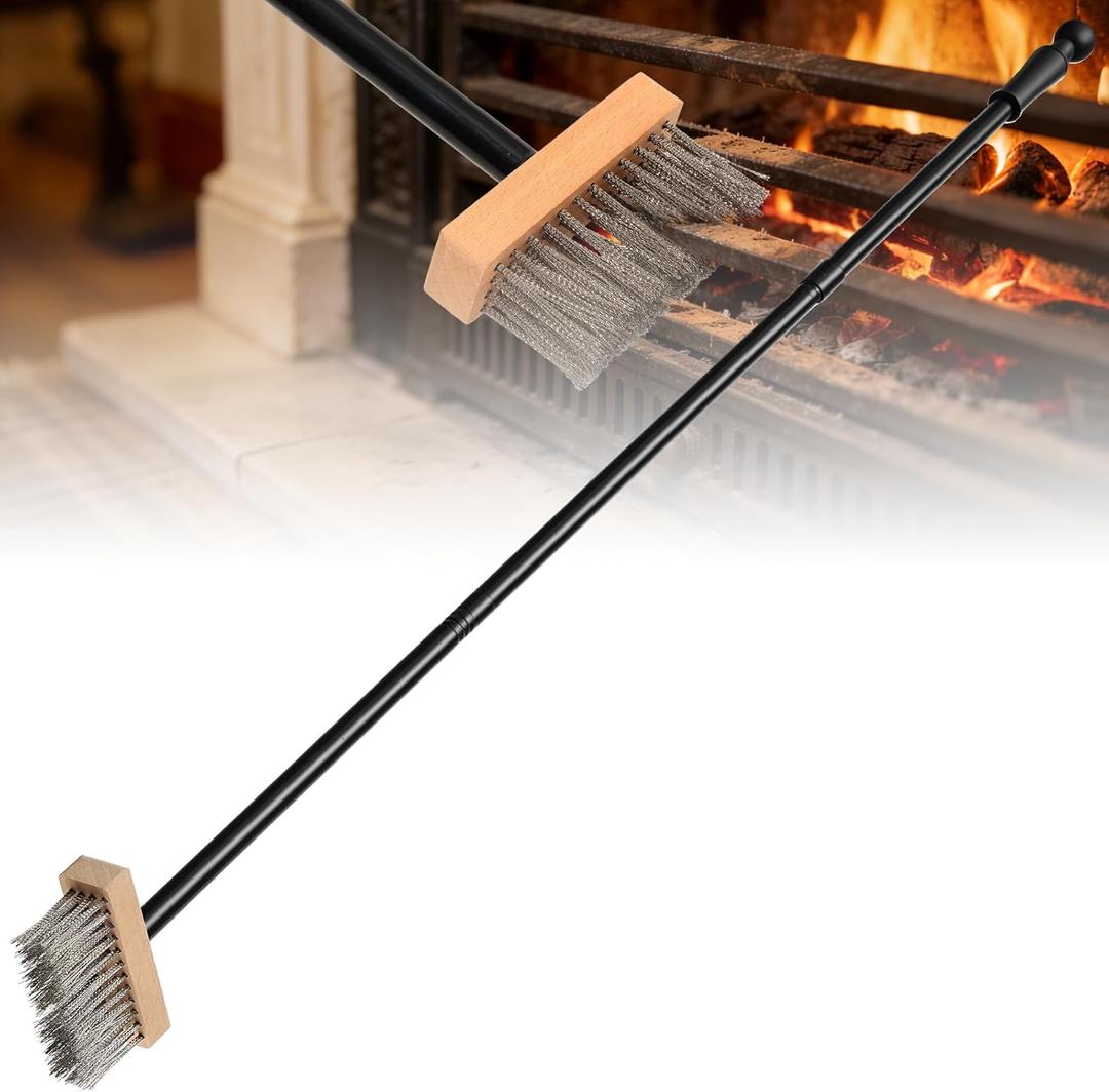 Fireplace Brush, 59-Inch Heavy Duty Long Handle Metal Fireplace Brush Broom with Heat-Resistant Iron Bristles (24.99)