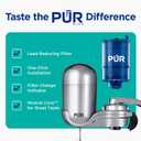 PUR Plus Vertical Faucet Mount Water Filtration System, Lead-Reducing Filter, Great-Tasting, Easy Install, Lasts 100 Gallons, Faucet Water Filter, Compatible with Sinks with External Aerators, Chrome