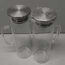 Hsei 2 Sets Glass Pitcher with Lid, 50 oz / 1500 ml Water Carafe with Handles Hot Cold Beverage Water Jar Glass Jug for Tea Juice Milk Coffee Iced Beverage (Stainless Steel Lid)