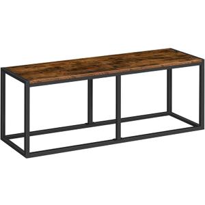 HOOBRO Dining Bench, 47.2 Inch Dining Table Bench, Industrial Style Kitchen Bench, Steel Frame, Easy to Assemble, for Kitchen, Dining Room, Rustic Brown and Black BF12CD01