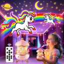 Onefire Night Light for Kids Gifts, 15 Sound Machine Baby Night Light, 15 Films Star Projector for Kids Room Decor, Brightness Unicorn Light Projector for Toddler Girl Toys Toddler Girl Gifts Age 1-5 (Pink)