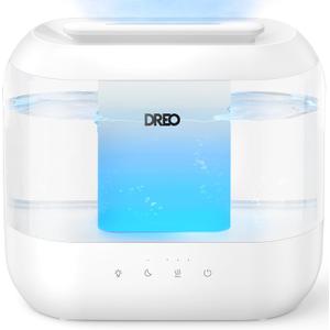 Dreo Humidifiers for Bedroom, Top Fill 4L Supersized Cool Mist Humidifier, 36H Runtime, 28 dB Quiet Ultrasonic Air Humidifier for Large Room, Plants, Baby Nursery, Indoor, Night Light, Easy to Clean (White)