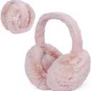 1 Pcs Headband Winter, Ear Muffs for Women & Men, Foldable Fluffy Earmuffs with Headband, Headband Winter (Pink)