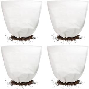 Svepndic 4 PCS Winter Plant Covers Freeze Protection,39X39 Reusable Plant Protector Bag with Drawstring,Winter Plants Jacket Warm Shrubs Cover Blanket Frost Protection for Outdoor Garden Plants (white)
