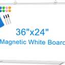 White Board Dry Erase Whiteboard for Wall 36" x 24" Aluminum Presentation Magnetic Whiteboards with Long Pen Tray, 12 Magnets, 3 Markers & 1 Eraser