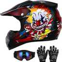 DOT Youth Dirt Bike Helmet with Goggles & Gloves for 5-14 Years Old, Youth ATV Helmets for Youth Boys Girls, Four Wheeler Helmet, Motocross BMX MX UTV Offroad Street Go Kart Dirt Bike Race Car, X-Large