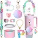 2 x Mity rain 9PCS Cup Accessories for Stanley Cup 30oz 40oz 20oz tumbler with handle - Includes Colorful Water Bottle Handle Strap,Straw Topper,Spill-Proof Stopper,initials Charms,Boot,Pom-Pom Decorate