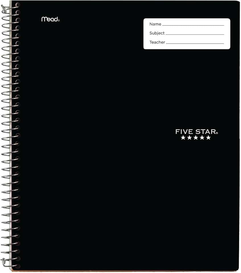 Five Star Interactive Notebook, 1-Subject, Medium/College Rule, Green Cover, (100) 11 x 8.5 Sheets. 3 Set