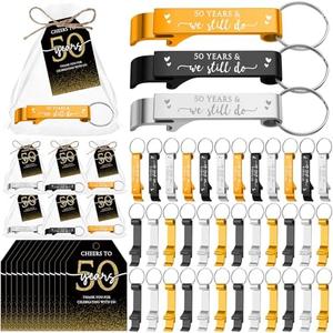 Reallnaive 50 Sets 50th Birthday Party Favors for Guest We Still Do 50 Years Bottle Opener Keychain Thank You Cards and Bags 50th Wedding Anniversary Souvenirs Return Gift