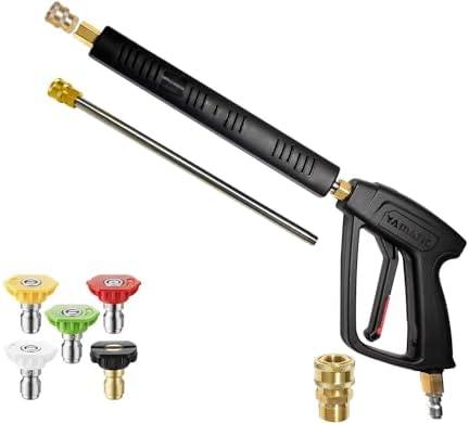YAMATIC Pressure Washer Gun Wand with Swivel 3/8" Plug & M22 Coupler, Stainless Steel Extension Lance Replacement for Ryobi, Simpson, Craftsman Power Washer for Foam Cannon Car Wash, 4000 PSI