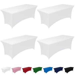 Pureegg Spandex Tablecloth 6ft - 4 Pack, Fitted and Tight Cloth for Rectangle Table, Wrinkle-Free and Stretch Table Cover for Party, Wedding, Banquet and Birthday, White