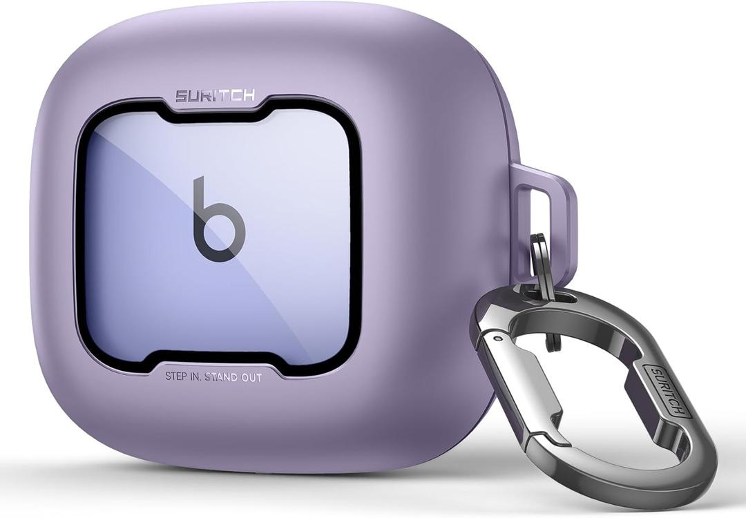 SURITCH for Beats Powerbeats Pro 2 Case Cover, Magnetic Locking Cases for Beats Powerbeats Pro 2 2025, Shockproof Bumper Protective Covers with Carabiner & Keyring & Cleaner Kit, Purple