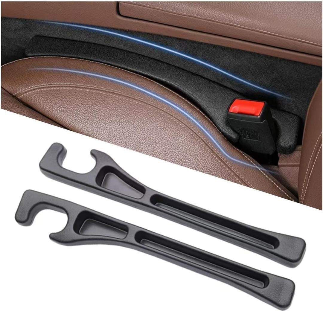 2 x Car Seat Gap Filler Organizer - No Drop Seat Guard, Side Gap Filler for Car, SUV, and Trucks, 2 Pack, Black - Prevents Items from Falling, Extra Storage Space, Easy to Install, Durable & Eco-Friendly