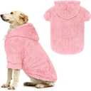 Dog Sweaters for Large Dogs,Dog Hoodie,Warm Fuzzy Fleece Sweatshirt with Hood & Pocket,Leash Hole,Cozy Cold Weather Pet Clothes Sweater Hoodie for Large Dogs(Pink,2XL) (2XL: 35-55lbs)