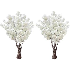 Artificial Cherry Blossom Tree, 4.3FT 2 Pack White Faux Cherry Blossom Tree for Home, Wedding & Party Decoration, Indoor & Outdoor