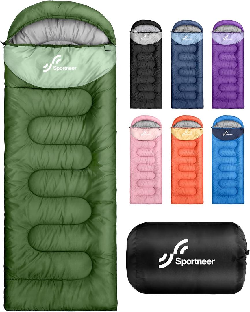 Sportneer Sleeping Bag for Adults & Kids, Cold Weather & Warm Waterproof Camping Sleeping Bag, Compact Portable for Camping Hiking & Travel