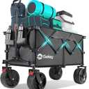 Sekey 220L Wagons Carts Foldable with Big All-Terrian Beach Wheels, Collapsible Heavy DutyWagon with Cup Holders, Extra Large Folding Wagon,Foldable Wagon for Camping, Garden, Sports. Grey