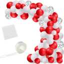 Red, White, Silver Balloons Kit, 122Pcs Red White Silver Balloon Arch Balloon Garland Kit for Birthday Wedding Engagements Graduation Anniversary Party Decoration