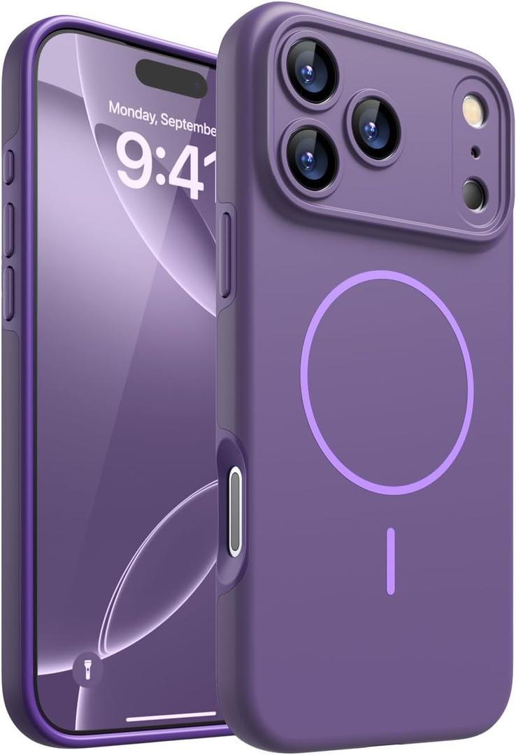 Magnetic for iPhone 17 Pro Max Case, [Matte Solid Color] [Full Camera Protection] Protective Case for iPhone 17 Pro Max - Deep Purple