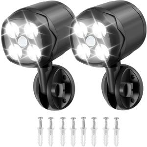 Battery Operated Motion Outdoor Waterproof Lights, 800 Lumen Ultra Bright Battery Powered Night Activation Security Spotlight for Porch, Trash Can, Stairs, Garage (2 Pack)