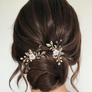 ALUINN Pearl Bride Wedding Hair Pins Crystal Hair Piece Bridal Hair Accessories for Brides Women Bridesmaid Gold