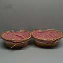 2 PCS Natural Wicker Basket with Double Handles and Washable Gingham Liner, Small Hand Woven Gifts Basket Empty for Easter, Picnics, Gifts, Home Decor, Candy Fruit Storage, 13 x 9 x 4.7 Inch