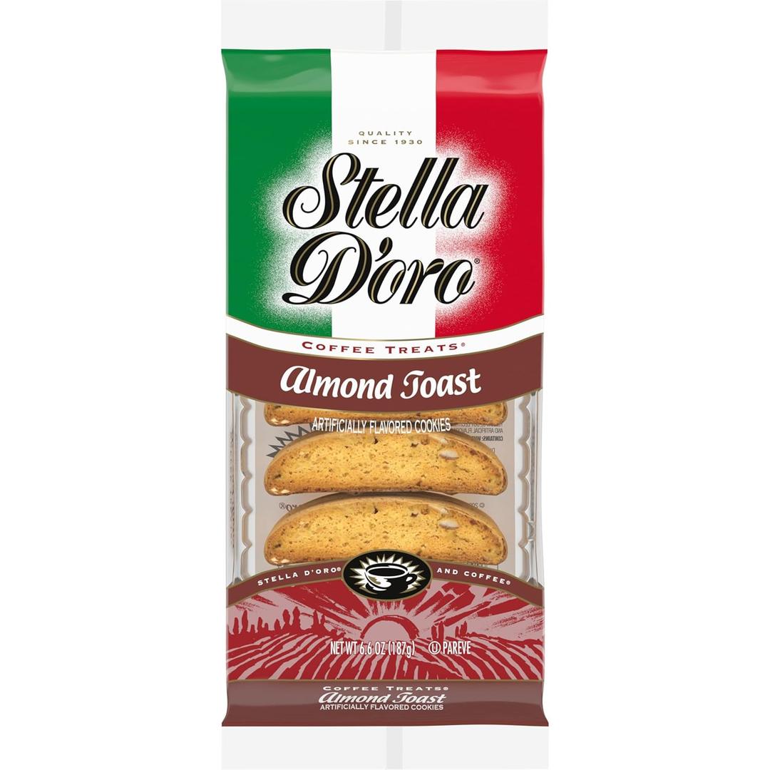 Stella D'oro Almond Toast Crunchy Coffee Treats Cookies, 6.6 Oz (EXP 05/09/26)
