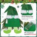 Knitgrip Christmas Lighted Wreath Gnome Xmas Gnome Door Wreath Artificial Santa Xmas Hanging Sign for Door Window Wall Decorations Farmhouse Christmas Home Decor(Green)