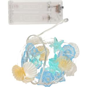 Ocean Themed String Lights, 200cm 20 LED Seashell Starfish String Lights Beach Decorative Lights for Bedroom Birthday Party Wedding Decor