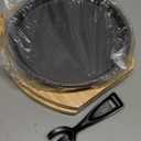 Mimorou 2 Set 8.7 Inch Cast Iron Fajita Plate Set with Wooden Base Anti Scald Protection Removable Handle Fajita Plate Sizzling Pan Cast Iron Skillets Sets for Home Restaurant Kitchen BBQ Cooking