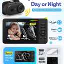 Wireless Baby Car Camera with 1080P Advanced Night Vision and 32H Battery, No Wi-Fi Needed Easy Setup Car Baby Monitor with Video Recording Adjustable Angle, Newborns Travel Essentials Gifts