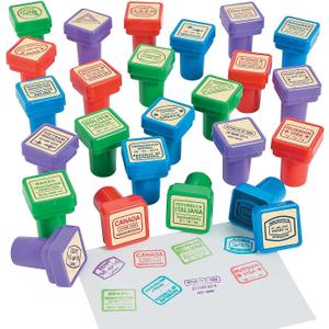 Passport Stampers - 24 Pieces - Educational and Learning Activities for Kids