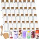 Kingrol 70 Pack 30ml Cork Stoppers Glass Bottles, Wishing Bottles with Personalized Label Tags and String, Mini Bottle for DIY Crafts, Wedding Party Favors