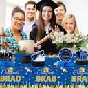 2Pcs Graduation Decoration Tablecloths Congrats Grad Disposable Tablecloth for 2026 Graduation Party Table Cover Supplies Graduate Party Table Cloths 54x108 Inches (Blue&Gold)