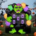 JOYIN Halloween Trunk or Treat Kit Zombie Toss Game Theme Decorations, Large Scary Green Zombie Toss Cornhole with Balloons and Sandbags, Halloween Car Decorations for SUV, Garage Door, Party Supplies