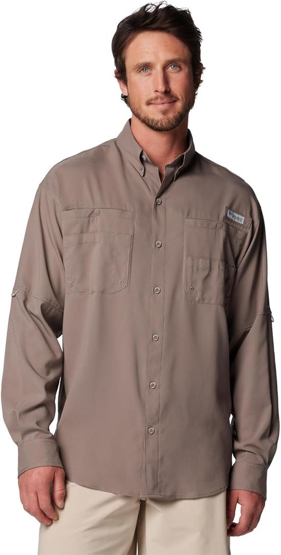 Columbia Men's PFG Tamiami II UPF 40 Long Sleeve Fishing Shirt (Large, Iron)