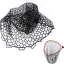 Rubber Fishing Net Replacement Hook Resist Fishing Nets for Fly Fish Landing Net, Trout Nets,Rubber Mesh Bag 4 Size (Fit Hoop Dia.:15.7" - 17.7"/Depth:15.7"/CIRC:50", Black)