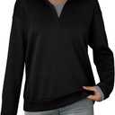 Dokotoo Sweatshirt for Women Long Sleeve V Neck Color Block Oversized Casual Pullover Sweatshirts Tops S