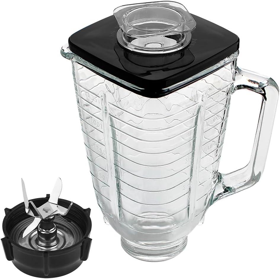 Anbige Replacement parts 5-Cup Glass Square Top Jar With Blade Assembly,Compatible with most Oster and Osterizers Blenders
