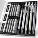 Four Candies 0.7mm Mechanical Pencil Set with Case - 4PCS Metal Mechanical Pencils, 8 Tubes HB #2 Lead Refills, 3PCS 4B Erasers and 9PCS Eraser Refills, Lead Mechanical Pencils for Writing & Drawing