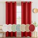MIULEE Red Linen Curtains 96 Inches Long 2 Panels Set for Bedroom Living Room, Soft Thick Linen Textured Window Drapes Semi Sheer Light Filtering Grommet Burlap Look Christmas Decor