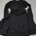 Kaximil Women's Square Neck Ruffle Hem Mini Dress Ruched Waist Long Sleeve Corset Short Party Dresses (Medium, Black)