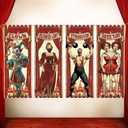 4 Pcs Halloween Carnival Circus Hanging Banner Decorations, 40 x 15 Inches Retro Circus Hanging Porch Poster Wall Backdrop Decor for Carnival Home Party Decorations Outdoor Indoor Decor