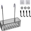 Antrader Hanging Shower Rack, Shower Caddy Hanging,Hung on the Faucet or the Door,the Back Hook Can be Rotated,No Drilling,304 Stainless Steel,Single Layer Shelf-Black