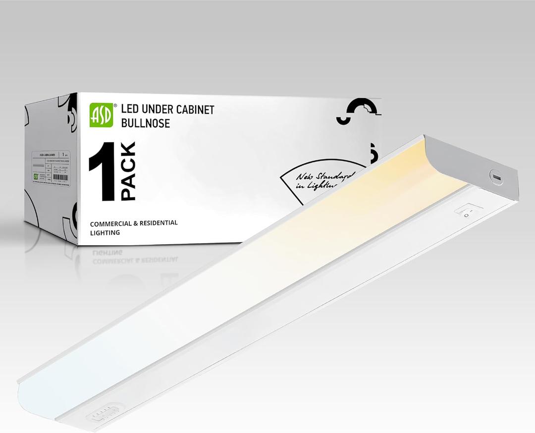 ASD 24 Inch LED Under Cabinet Lighting Hardwired, On/Off & Color Temp Switch, 12W 1051LM, 5CCT 2700K-5000K CRI90+, Dimmable Under Counter Lights for Kitchen, Under Cabinet Lights, White, UL