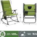 TIMBER RIDGE Oversized Folding Rocking Camping Chair, Padded Outdoor Rocker with High Back, Portable Outdoor Chair for Patio, Garden, Lawn, Supports up to 400 lbs, Green, 2 Pack, 38 x 22.5 x 43.5 inches