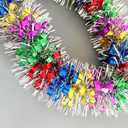 33Ft Christmas Tinsel Garland Shiny Thick Tinsel Decor Xmas Tree Decorations Metallic Twist Foil Garland for Birthday Teachers' Day New Year Parties Indoor Outdoor Party Supplies - Colourful 1