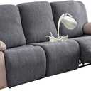 100% Waterproof Recliner Sofa Slipcovers, 3 Pieces Stretch Reclining Couch Covers for 3 Cushion Couch Sofa Pet Friendly Washable Furniture Covers for Dogs, Pets, Kids (Dark Gray, 3 Seater)