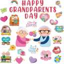 Epakh Grandparents Day Bulletin Board Decorations Paper Cutouts Grandparents Day Party Decorations Set Grandma and Grandpa Classroom Decor Cutouts for School Wall Door Supplies(Vivid)