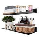 XWNE Metal Floating Shelves 24 inch Set of 2, Industrial Heavy Duty Modern Steel Wall Mounted Shelves for Living Room Office Kitchen Farmhouse,24x8x2.5 inch,Matte Black